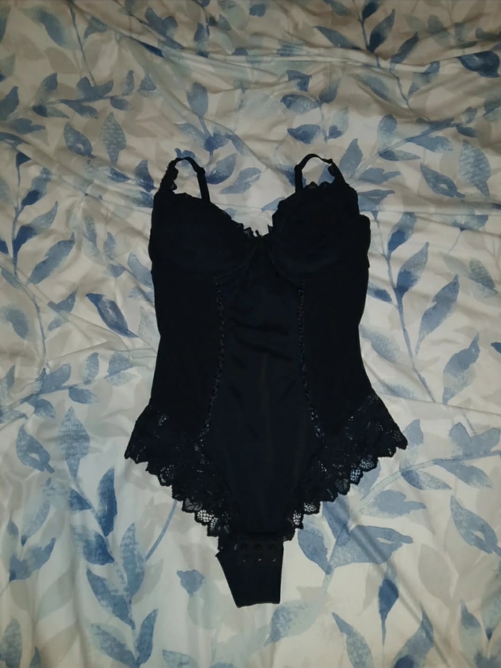 Black Lace Trim Bodysuit
